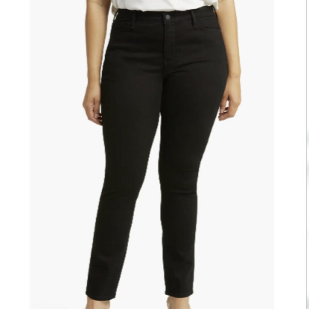 NYDJ Plus Size Women's Jet Black Alina Leggings Lift Tuck Skinny Ankle Jeans 24W